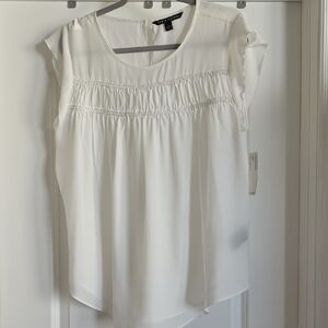 NWT Zac & Rachel White Blouse with Gathered Detail